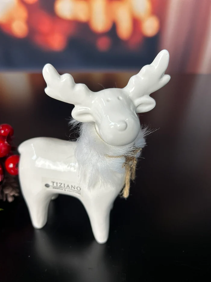 Deko Rentier Lars stehend 10cm cremeweiß Deko Rentier Lars stehend 10cm cremeweiß