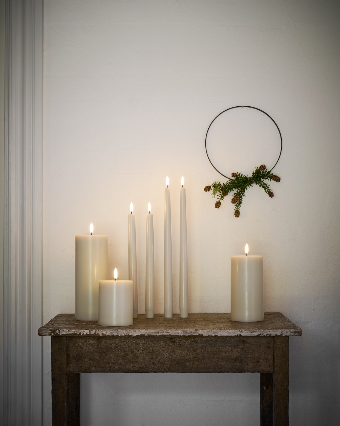 Uyuni LED Stumpenkerze 7,8x10cm oyster grey