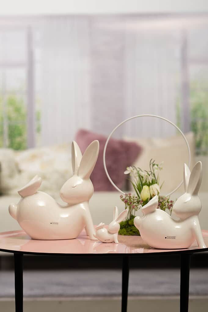 Deko Hase Fabrio XL liegend 23,5cm Blumen-Arrangement, Töpferei, Kunsthandwerk, Tischplatte, Ikebana