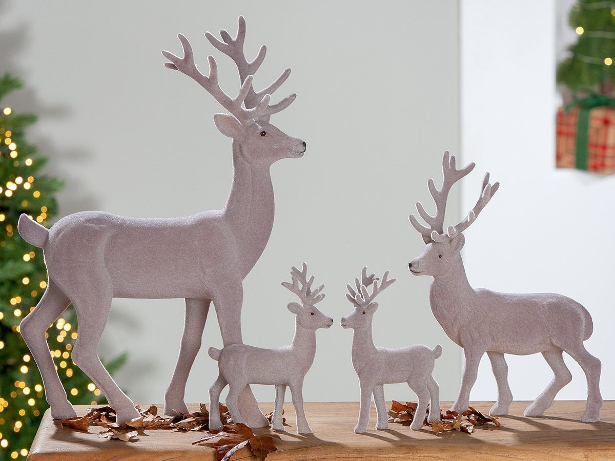 Hirsch Edgar Samt 2 Stück grau 45,5cm