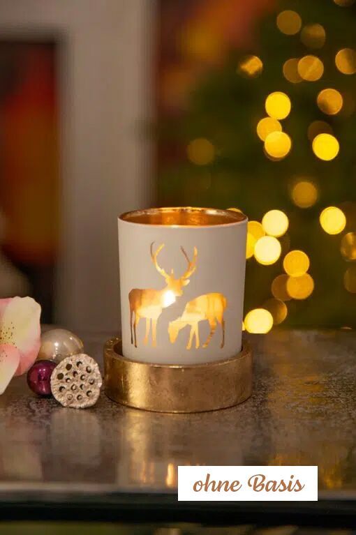 Corso Votivglas 7cm Hirsche creme/gold