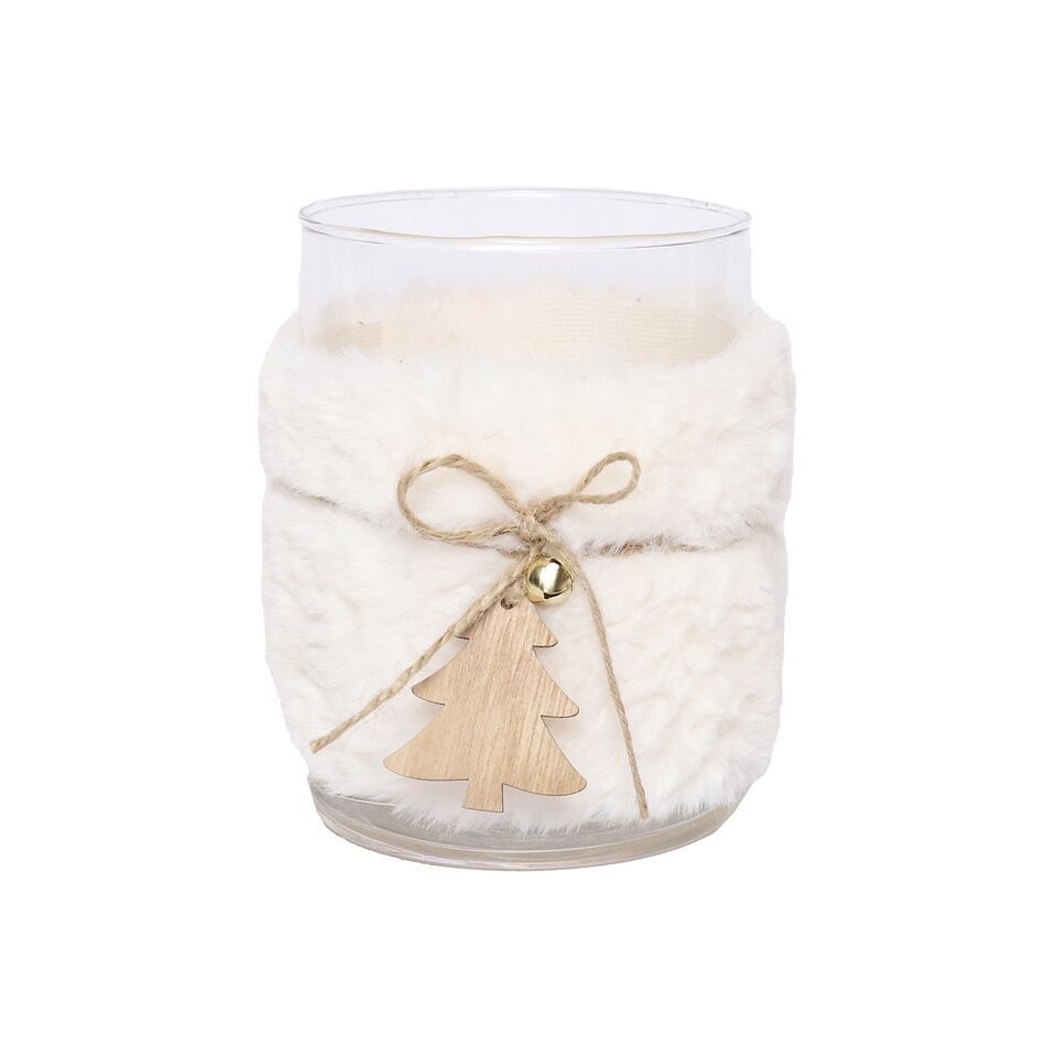 Teelichthalter Fell weiß 13cm