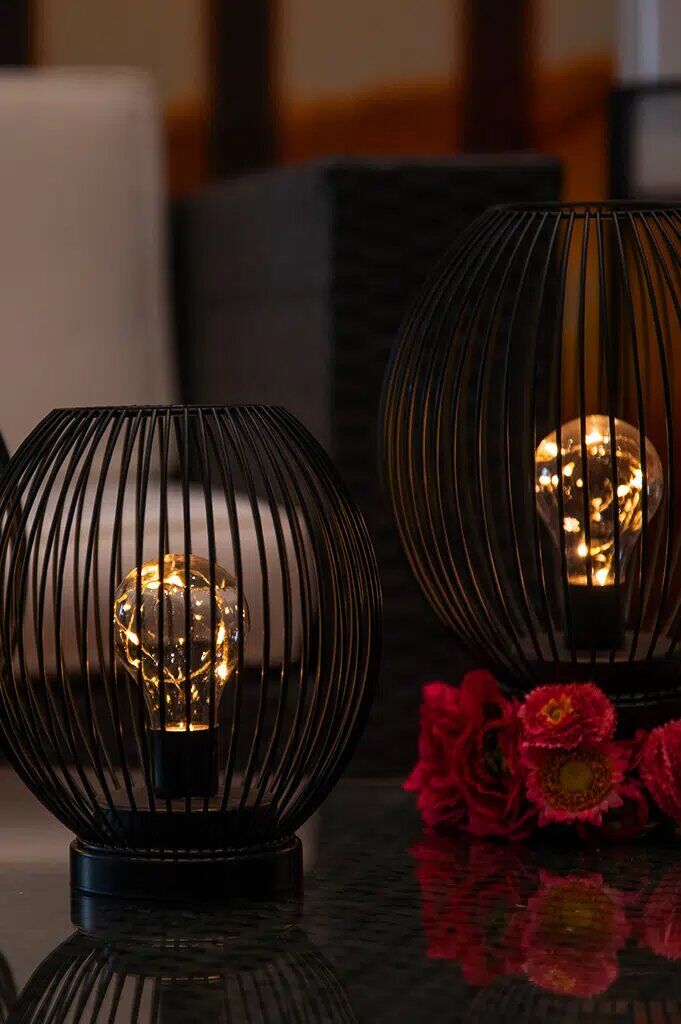 glitter-lampe-led-schwarz-detail-dunkel Lampe Glitter LED 19cm schwarz