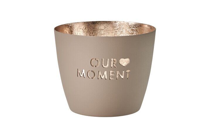 Madras Windlicht M Our Moment sandstone/gold