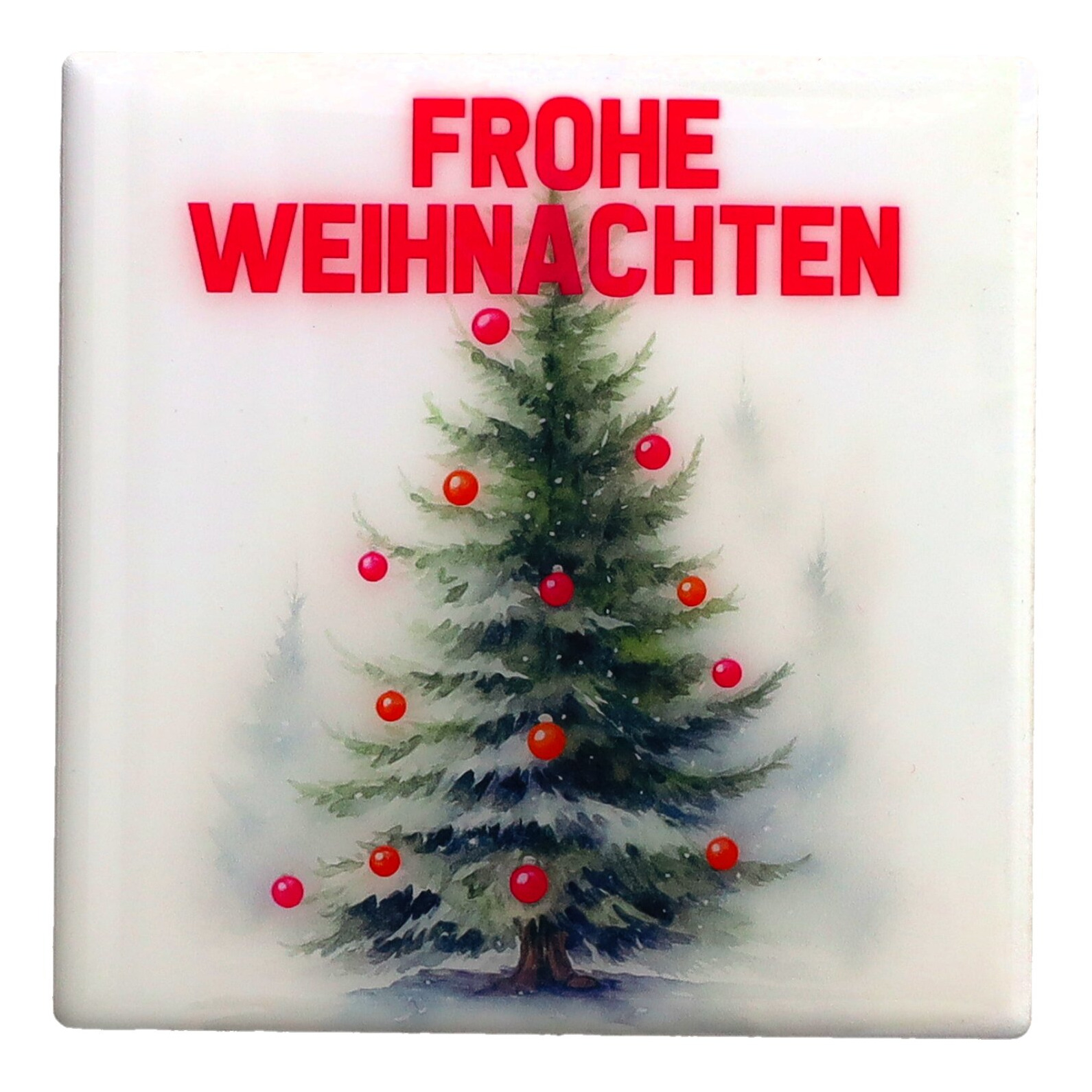 Love tiles Untersetzer mit Motiv Frohe Weihnachten weiß/pink Weihnachtsbaum, Tannenbaum, Baum, Christbaum, Dekoration