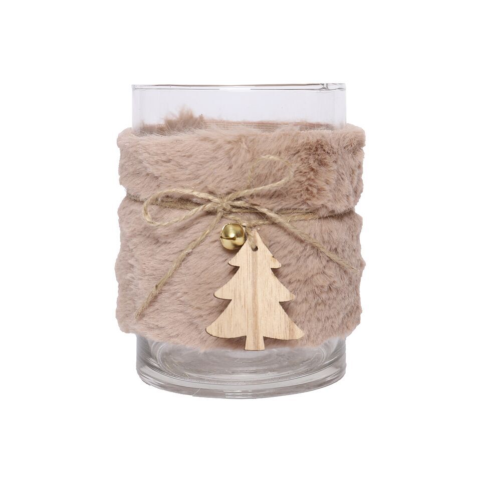 Teelichthalter Fell braun 13cm