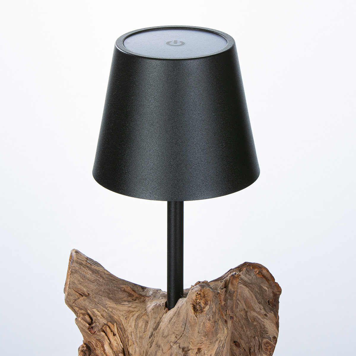 LED Tischleuchte USB Holz & Metall schwarz
