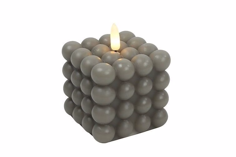 LED Bubble Kerze Lyon M grau 9cm Kerze, Medikamente, Pille