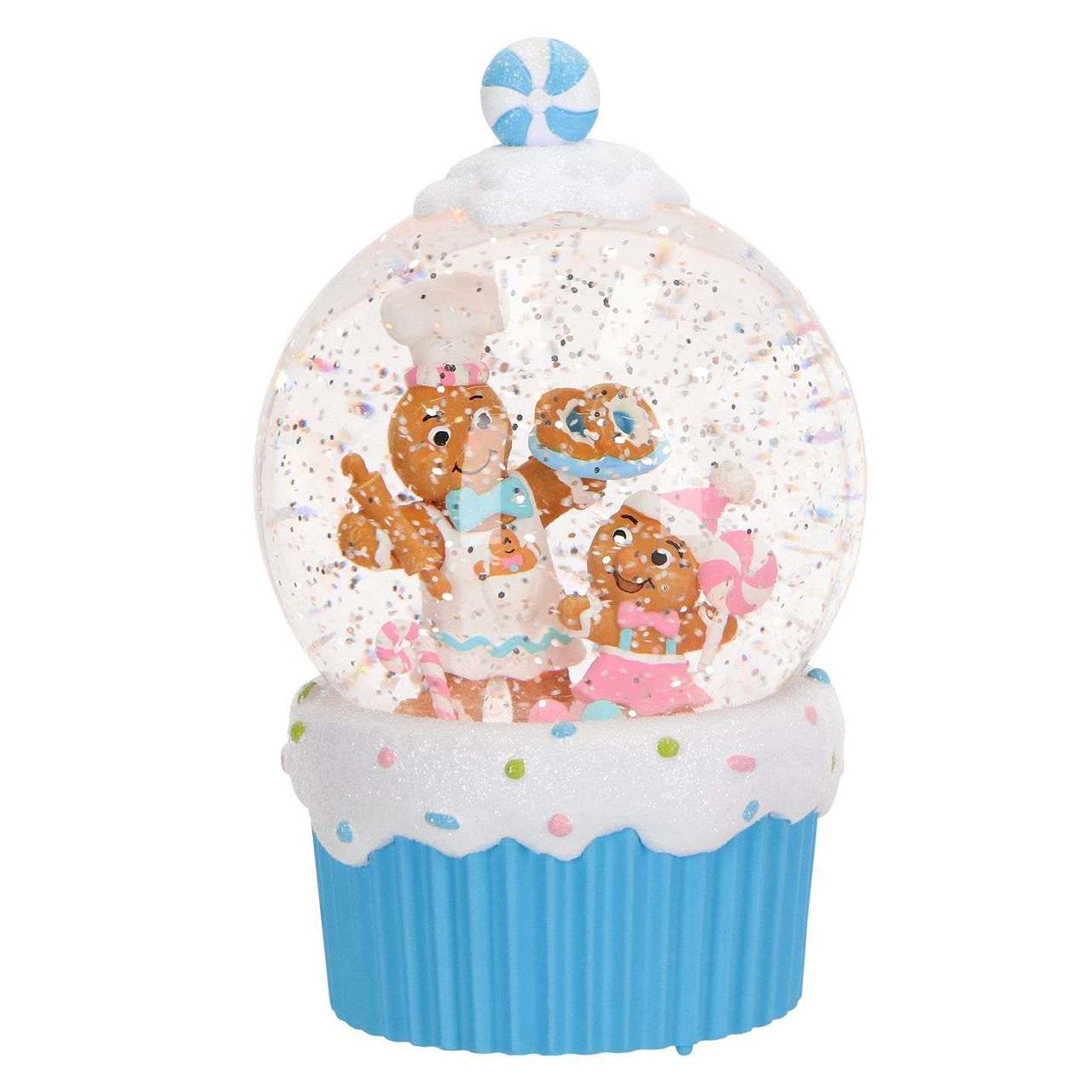 Gingerbread Snow Globe Water Spinning blau Torte, Sahne, Törtchen, Essen, Zuckerguss