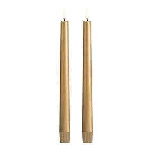 Piffany LED Spitzkerzen Gold Finish, 2er-Set, 2,3x25cm kerzen, duakerzen, goldene kerzen, langdorne, zwei kerzen