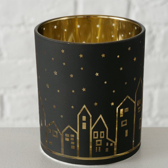 Windlicht Little Town 10cm schwarz