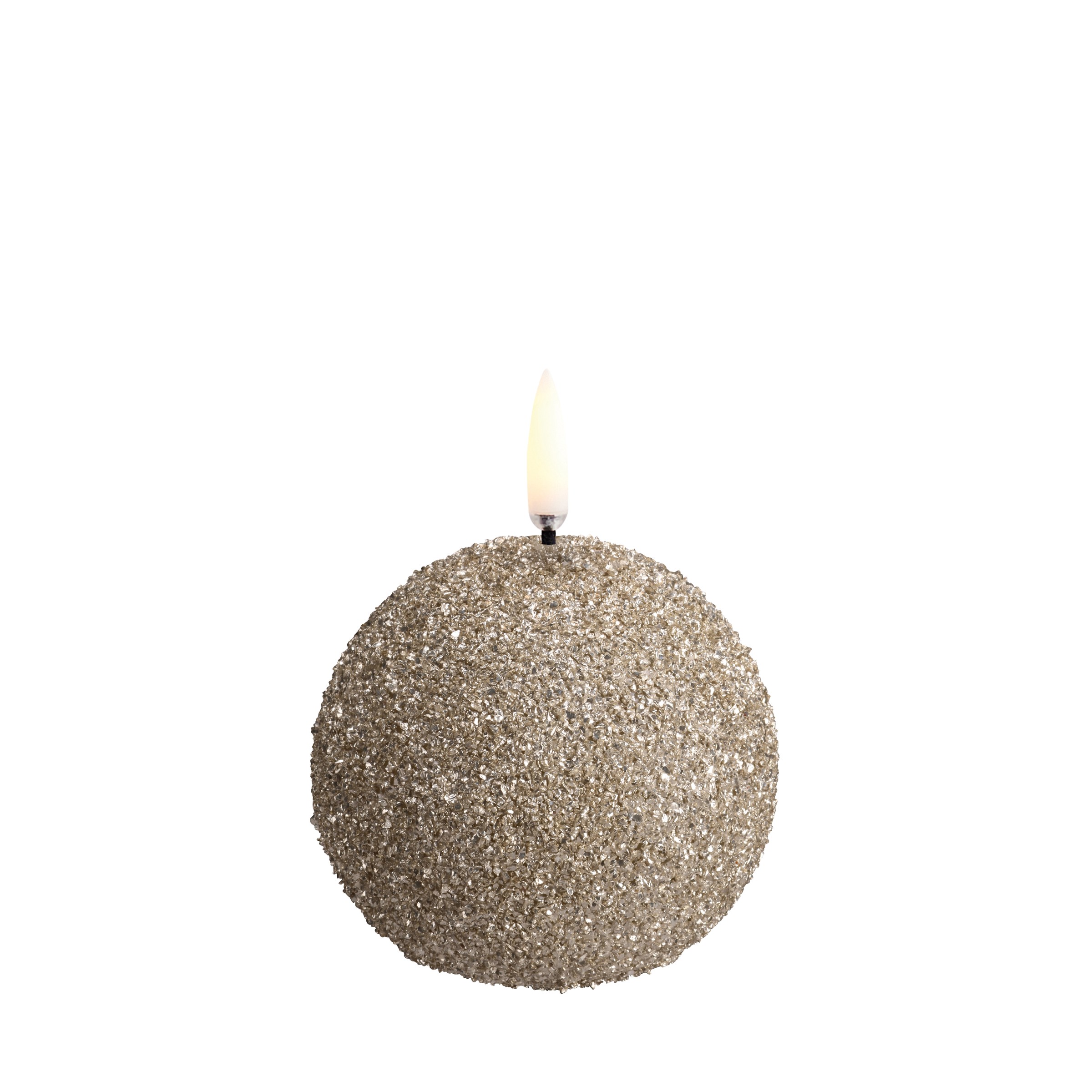 Uyuni LED Kerze Kugel Glitter 7cm champagne