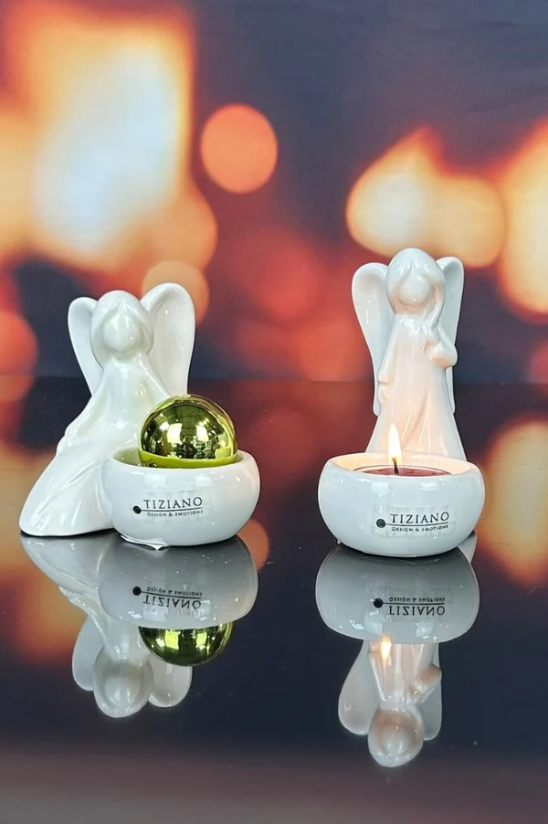 Engel Grazia mit Teelichtschale sitzend Engelfigur, Teelicht, Deko, Kerzenhalter, Weihnachtsdeko