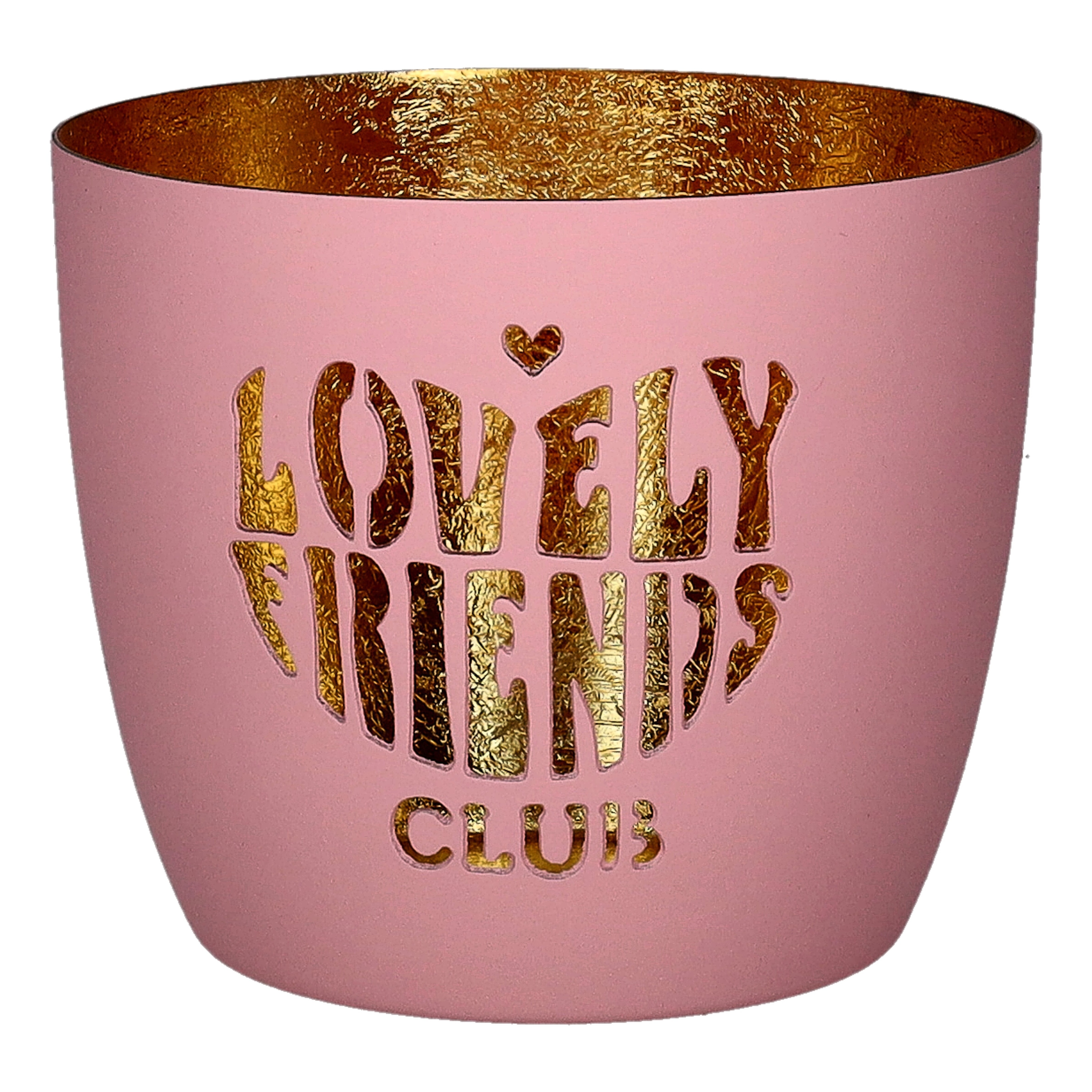 Madras Windlicht M mit Motiv Lovely friends club in rosa/gold Tassenuntersetzer, Becher, Pink, Goldfolierung, Lovely Friends Club