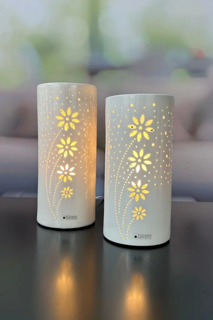 Lampe Tadino 21cm Keramik cremeweiß