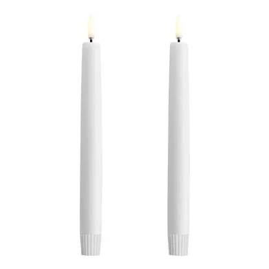 LED Spitzkerze Nordic White, glatt, 2er-Pack, 2,3x20cm Kerze, Kerzen, Stabkerze, weiße Kerze, Paar Kerzen