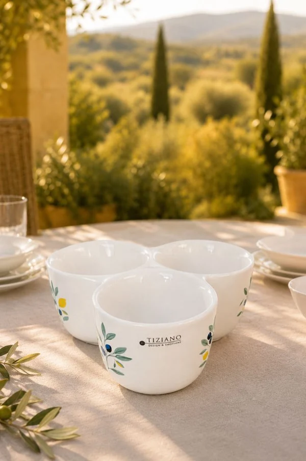 Trio Schale Oleana 17cm cremeweiß rund Porzellan-Schalen, Teeschalen, kleine Schalen, weiße Keramik, Blumenmuster