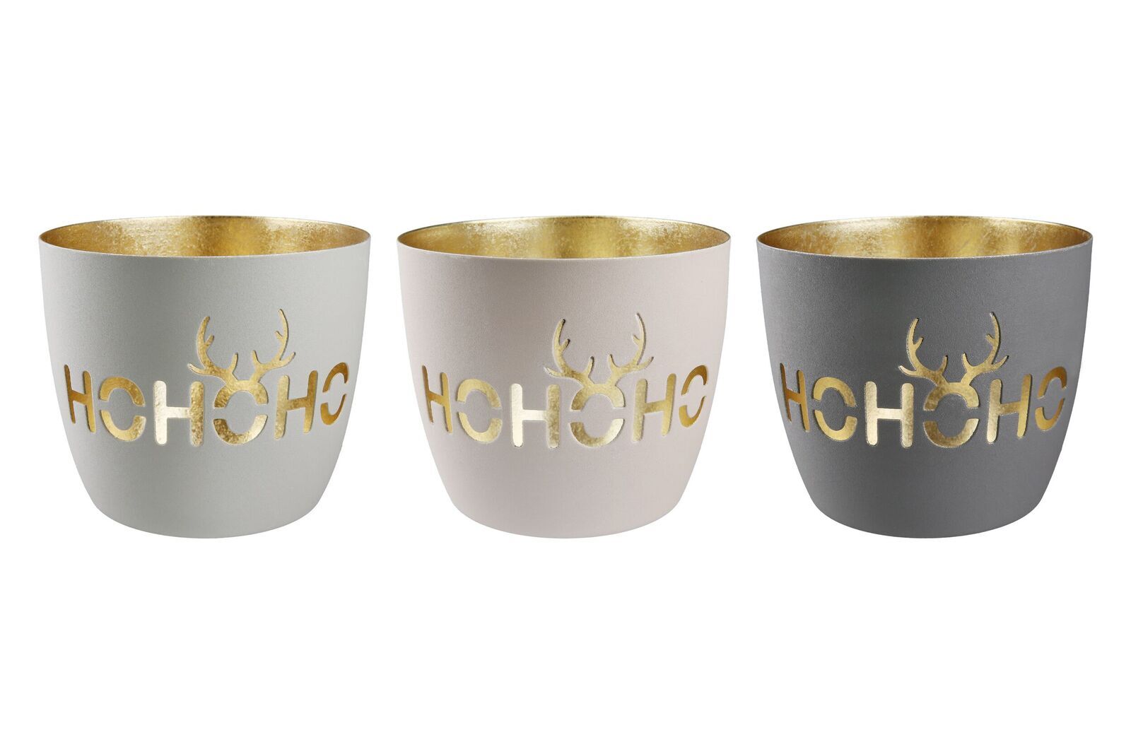 Windlicht HoHoHo Metall grau 9cm Schale, Tasse, Töpferei