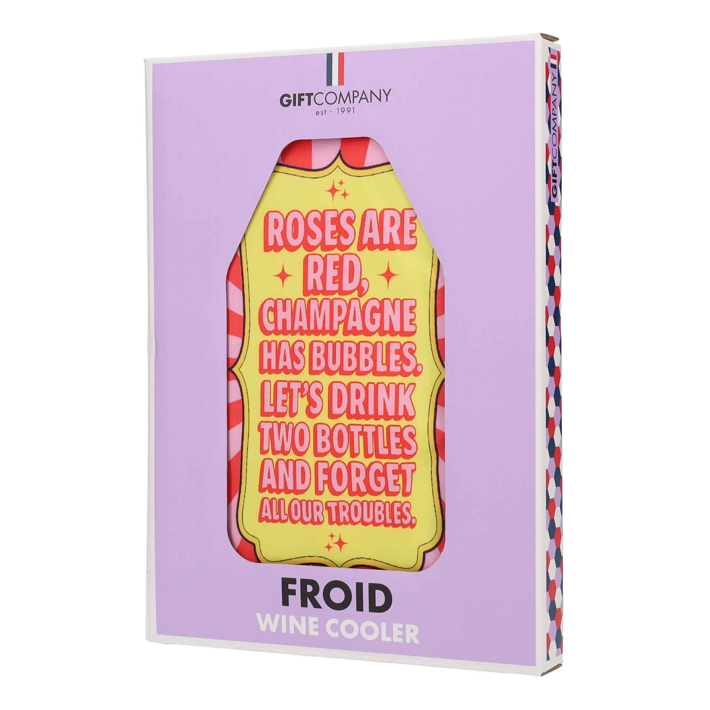 Froid Kühlmanschette mit Motiv Roses are red in Rot/Gelb Wein-Kühler, Weinbehälter, Kühlbox, Dekobox, Geschenkbox