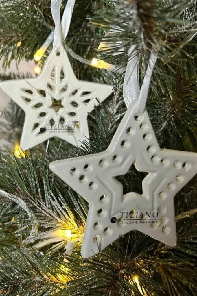 Hänger Stern Rosante Mitte 8,5cm cremeweiß Hänger Stern Rosante Mitte 8,5cm cremeweiß