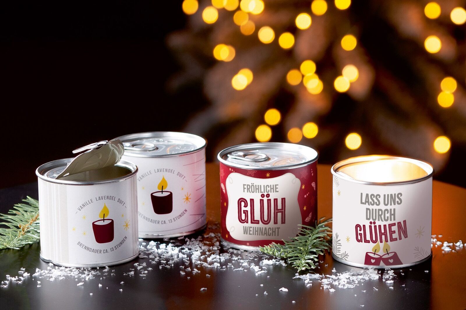 Kerzendose "Glühwein" - Lass uns durchglühen Zinn, Kann, Aluminium, Konserven, Lebensmittel