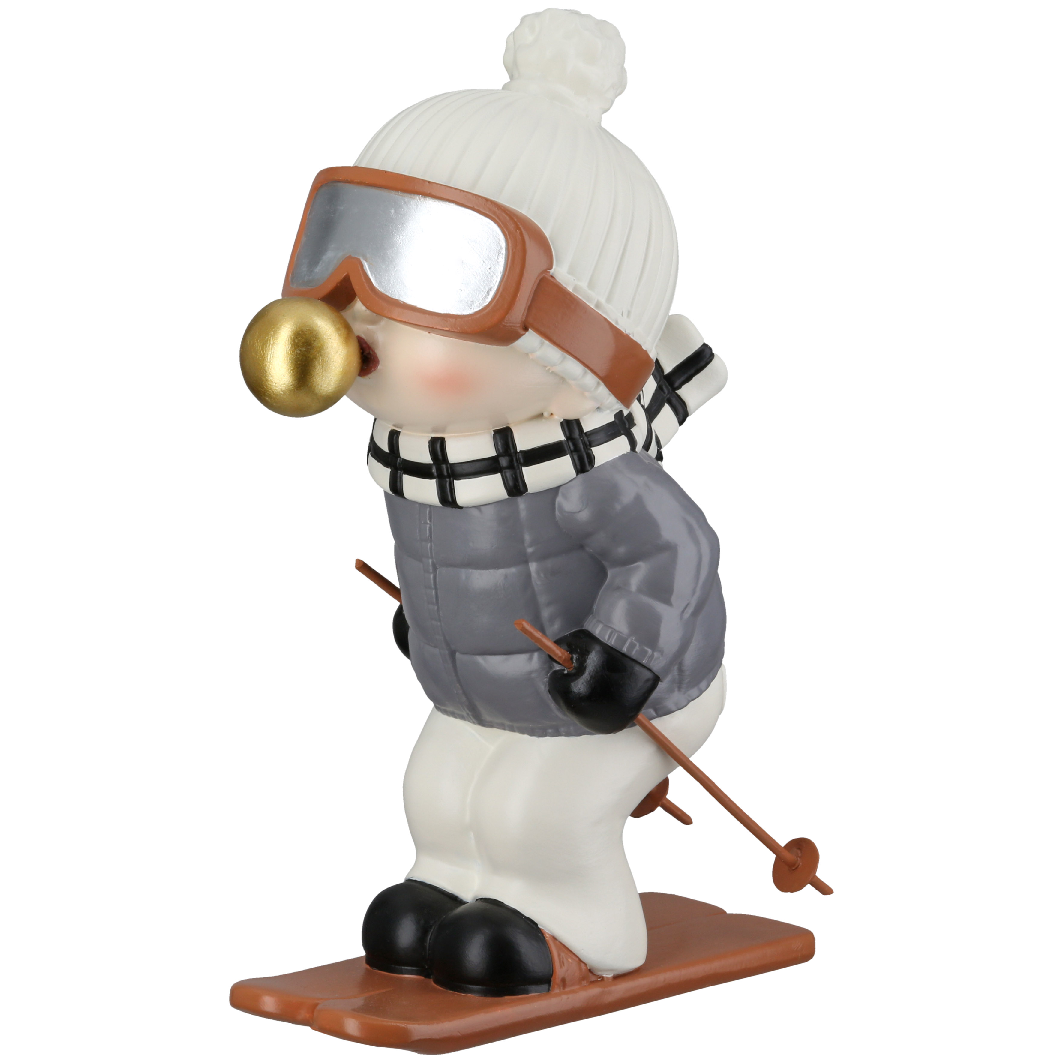Dekofigur Set "Festive Snowboard" Schneemann, Skifahrer, Schutzbrille, Schal, Skistöcke