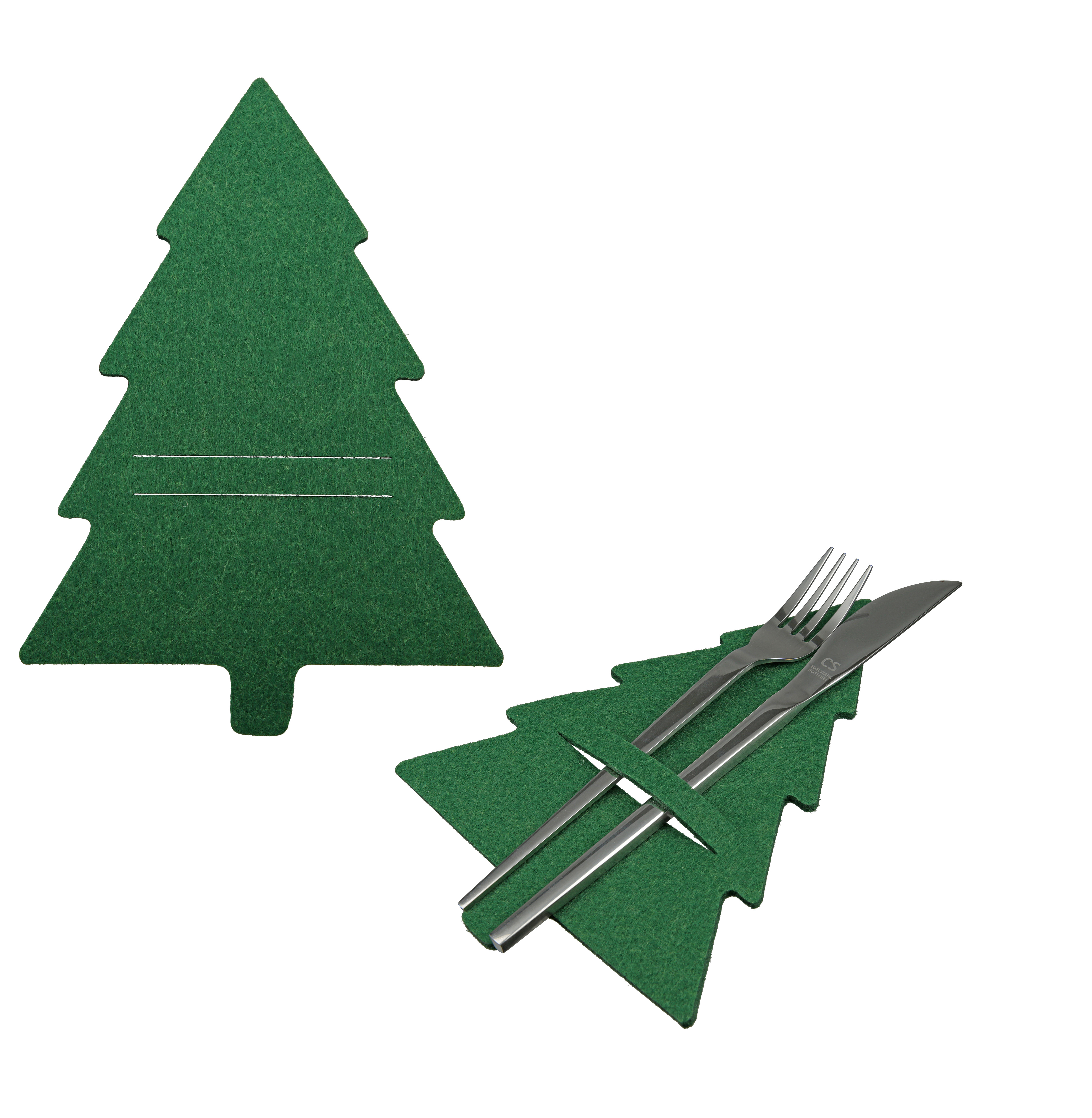 Bestecktasche Tannenbaum Filz grün Besteck, Gabel, Waffe
