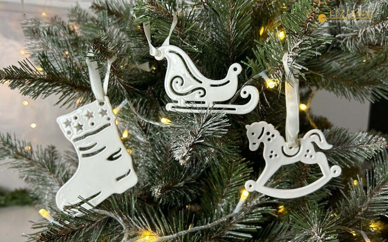 Hänger Corsico Stiefel 9cm cremeweiß Weihnachten, Weihnachtsdekorationen, Festival, Weihnachtsbaum, Christbaumschmuck