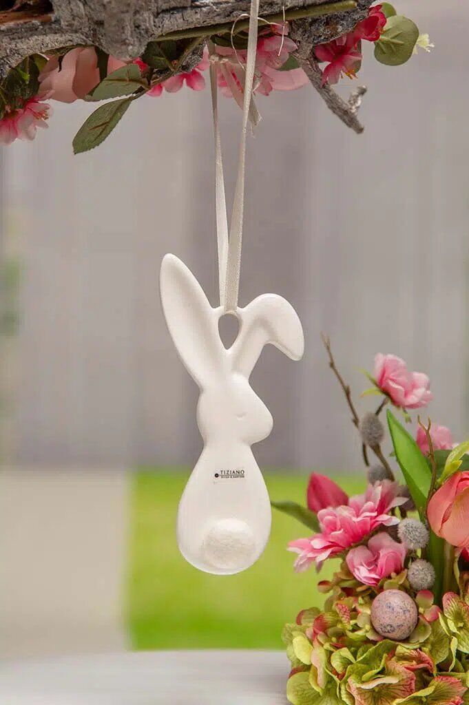 dekohaenger-hase-fabrio-mit-puschel-weiss-creme-einfach Anhänger Hase Fabrio mit Puschel 16,5cm