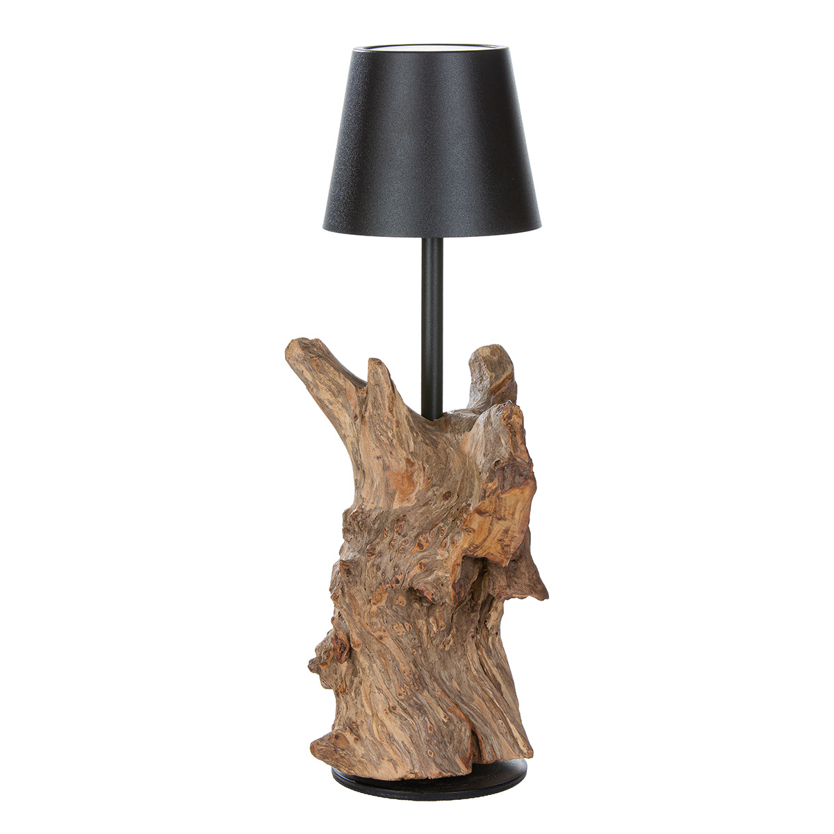 LED Tischleuchte USB Holz & Metall schwarz
