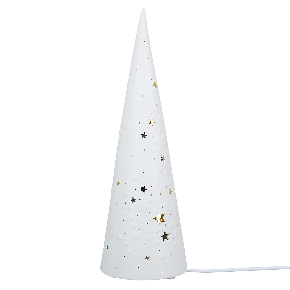 Tischleuchte Stars Porzellan Kegel Weihnachtsbaum-Lampe, Tannenbaum-Lampe, Dekorationslampe, Weihnachtsdeko, Kegel-Lampe