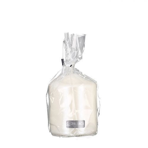 Stumpenkerze Metallic weiß 10cm Tasche