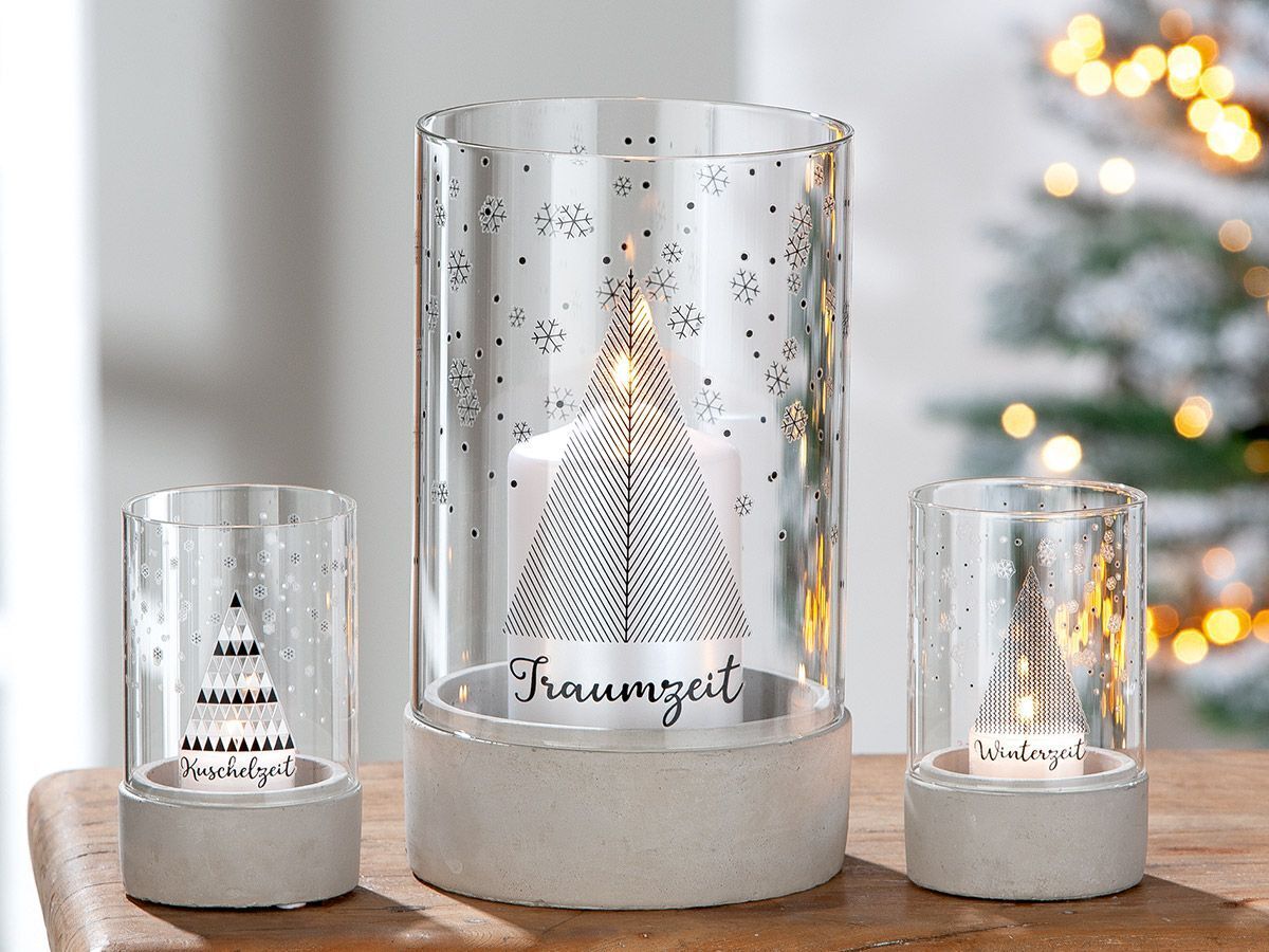 26747_5 Zement Windlicht Winterzeit 25,5cm