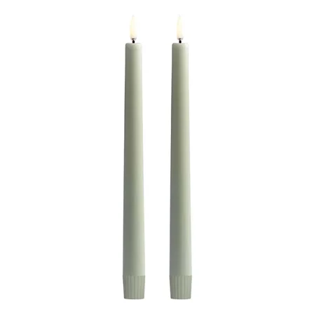 LED Spitzkerzen im 2er-Set, Sage Green, 2,3x25cm kerze, duo-kerzen, langkerze, zweier-kerzen, stumpf?