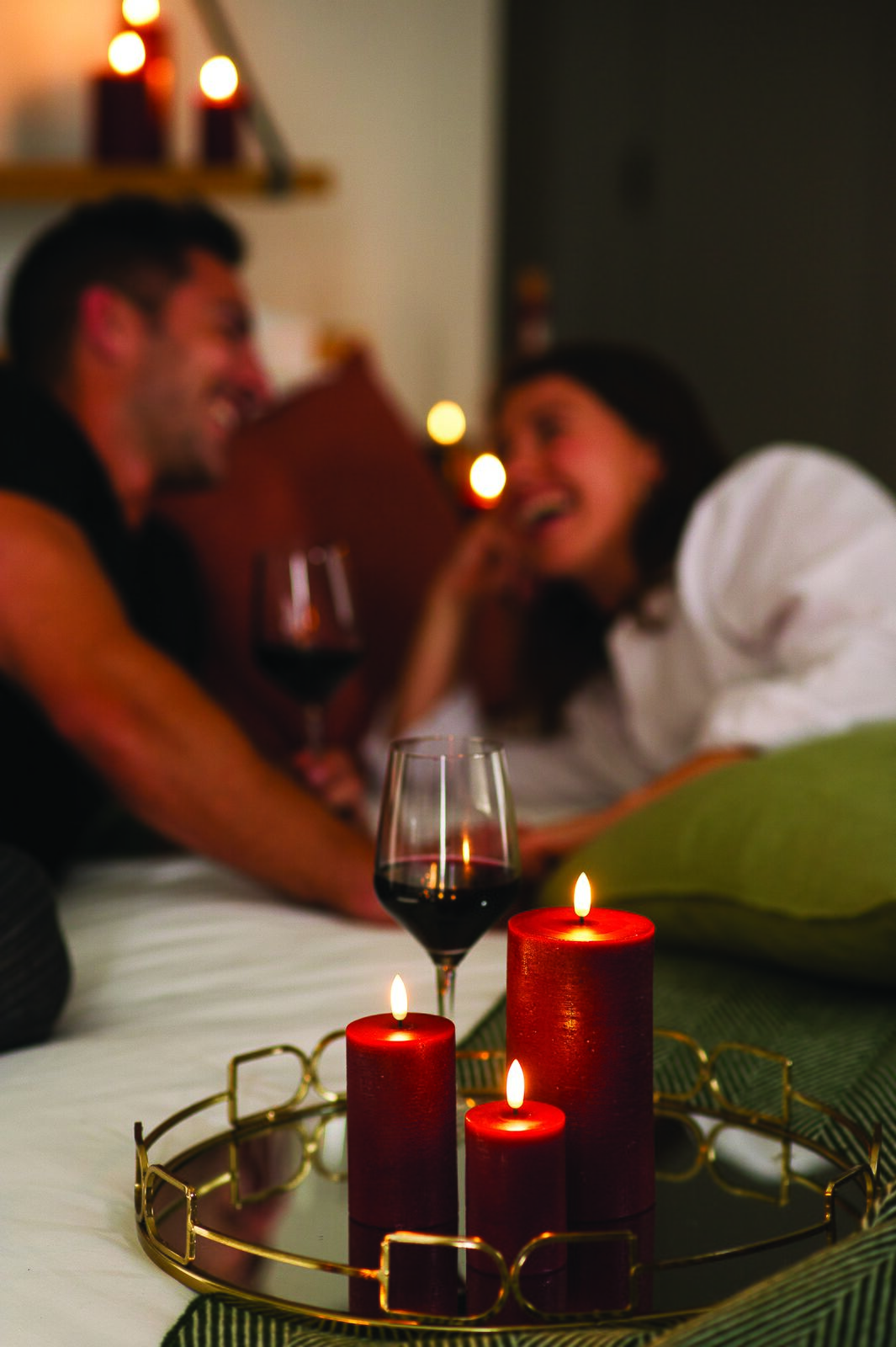 Romantic-Red-Assorted-Candles Uyuni LED Stumpenkerze 5,8x15cm Carmine Red