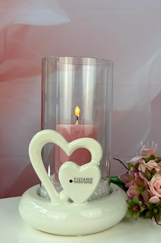 Windlicht Venezia Herz cremeweiß 23cm Windlicht Venezia Herz cremeweiß 23cm