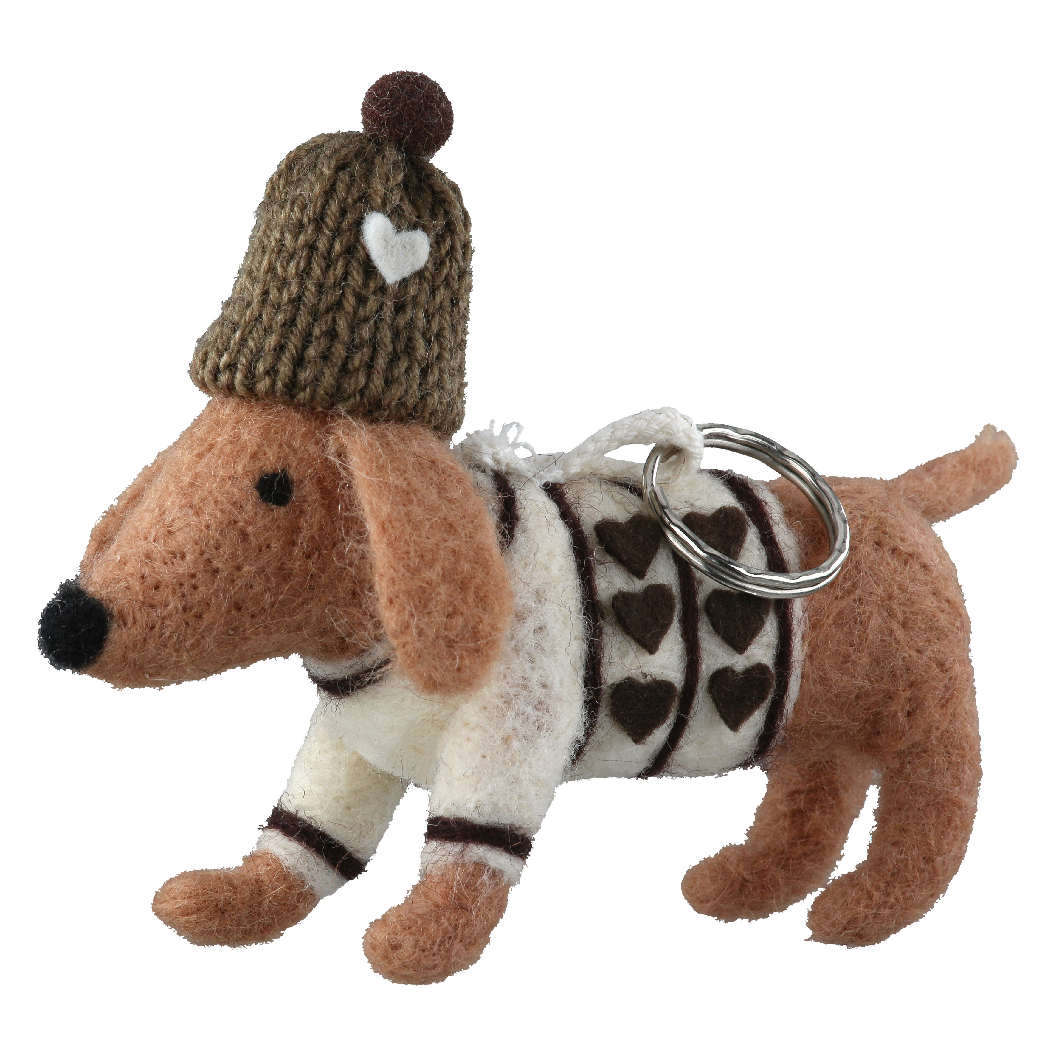 Schlüsselanhänger Dackel Frieda Hunde-Spielzeug, Kuscheltier, Kleintieraccessoire, Herz Muster, Kleines Haustier