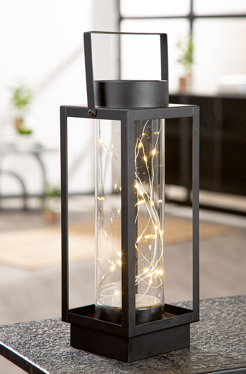 LED Windlicht Luna schwarz 30cm