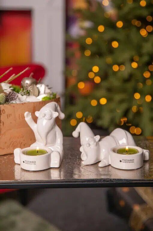 Teelichthalter Santa Joelo sitzend 11cm cremeweiß