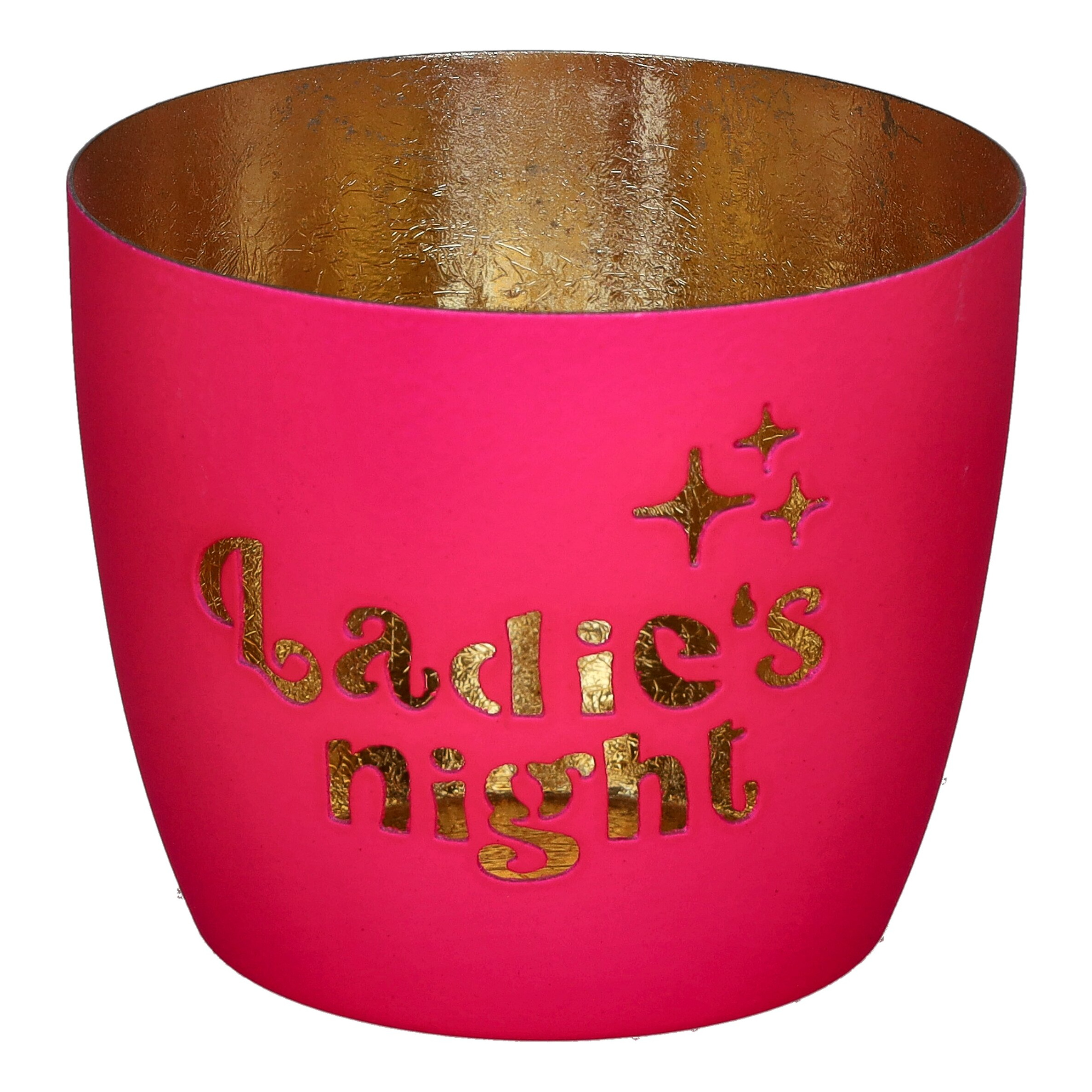 Madras Windlicht M mit Motiv Ladies night in hot pink/gold Tasse, Becher, Pink, Glitzer, Jackie's Night