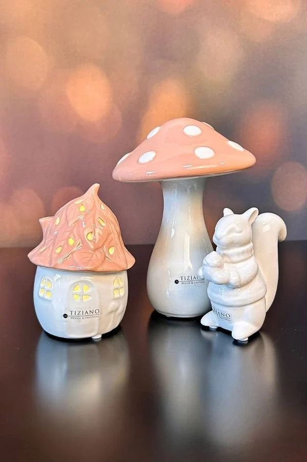 steinfigur, pilzfigur, pink pilz, wohnaccessoire, squirrel figurine