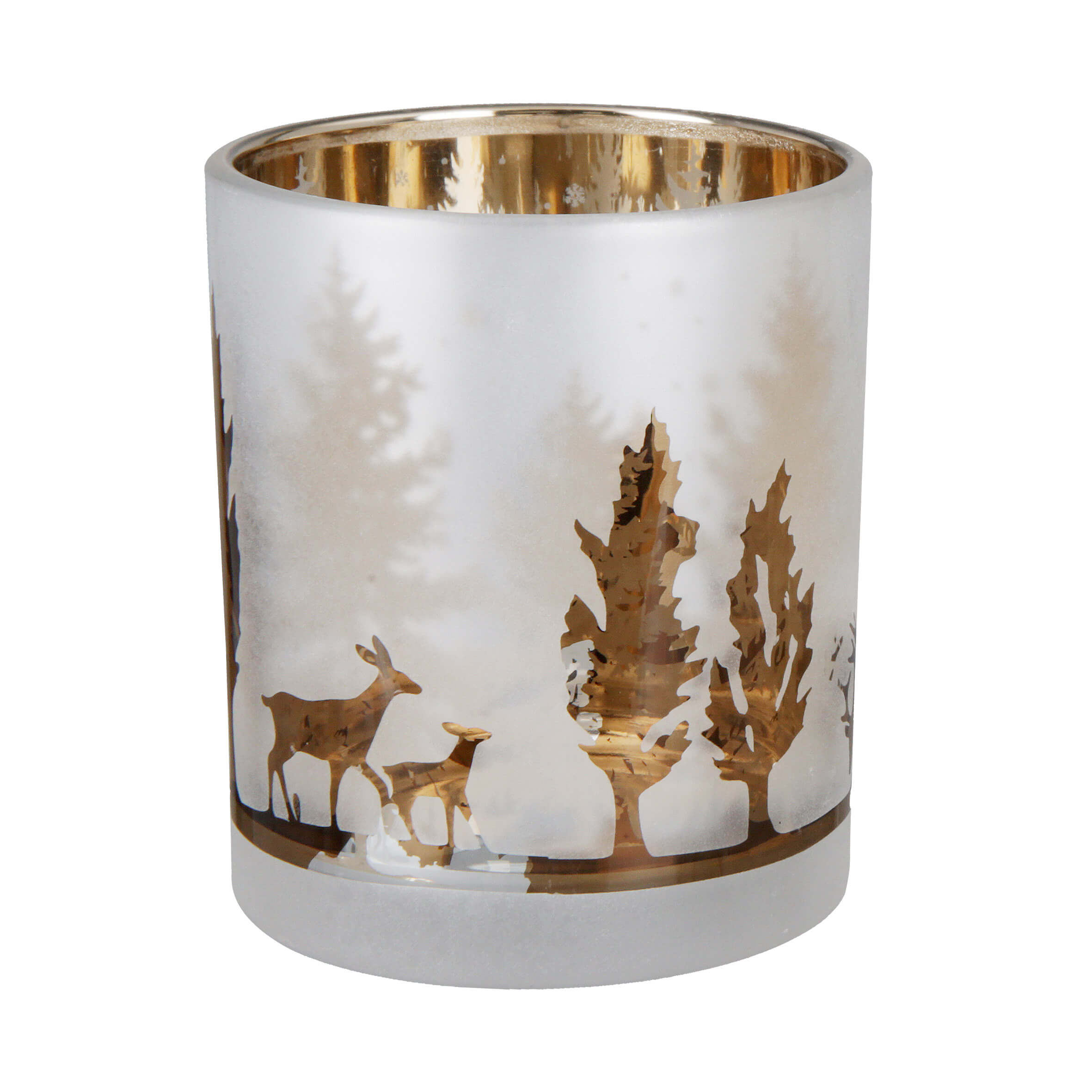 Windlicht Winterromantik weiß 8cm Pokal, Tier, Antilope, Säugetier, Tierwelt