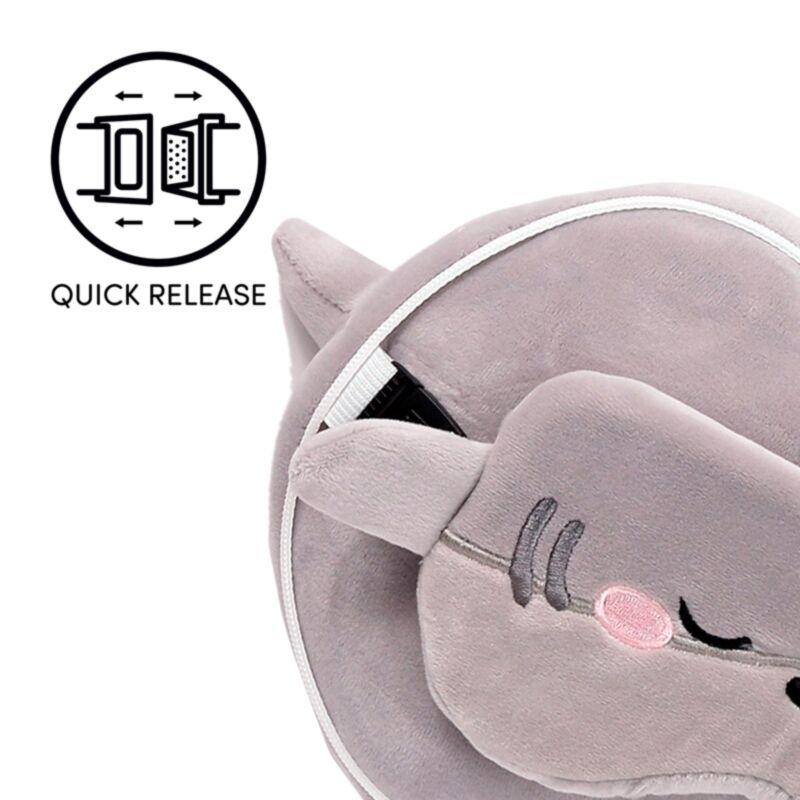 Relaxeazzz Adoramals Archie the Shark Hai Plüsch Reisekissen & Schlafmaske