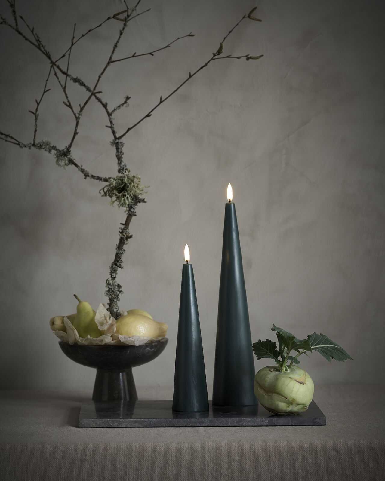 Uyuni LED Cone Candle 30cm Pine Green