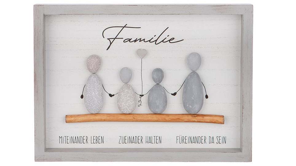 Steinbild Familie Variante 2 Besteck, Löffel, Weiße Tafel
