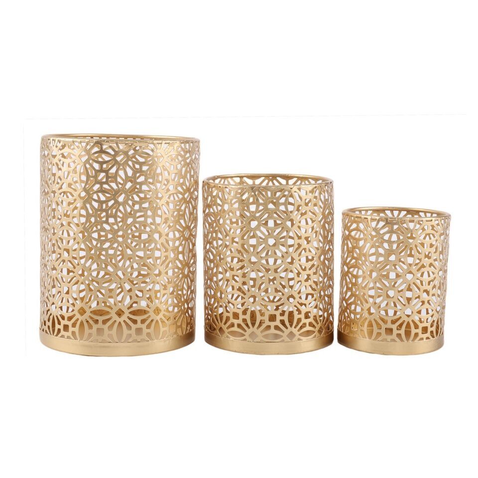 i-3WPkDtV-X2 Windlicht Set Olleros gold 16cm 3 Stück