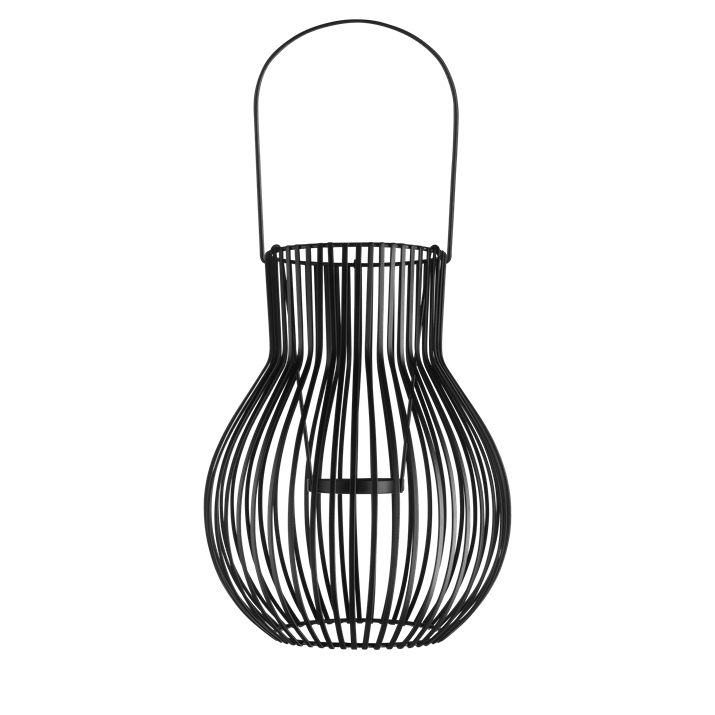 Upside Down Lantern von Piffany, große Outdoor-Laterne, schwarz Laterne, Metall, Schwarz, Gitter, Gewellter Griff