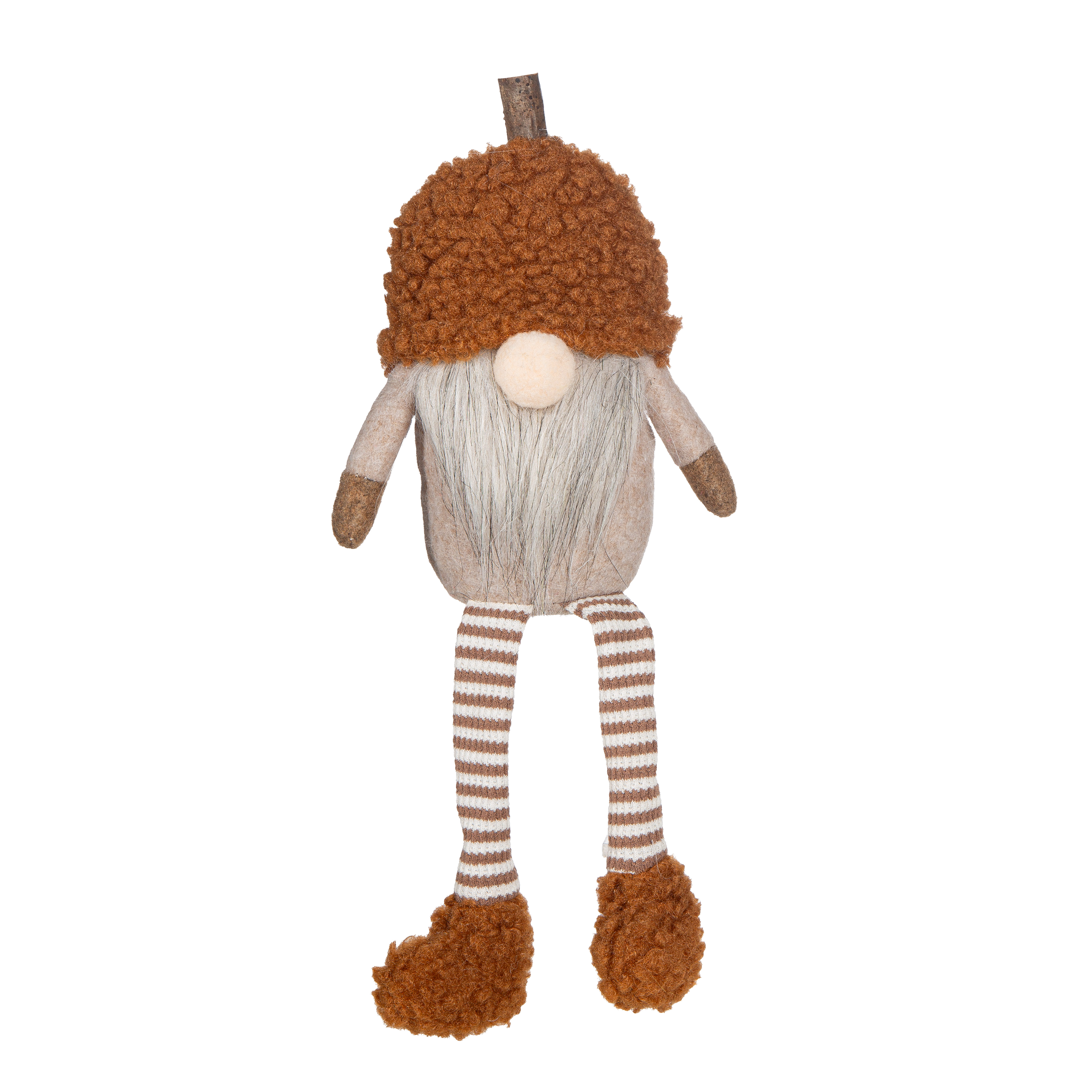 Plüschfigur, Gnom, Strickbeine, Braune Haare, Stofffigur