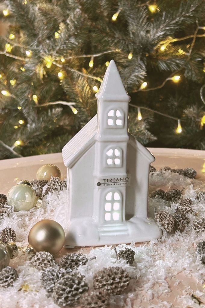 Kirche Novella 13,5cm LED cremeweiß Porzellan Kirche Novella 13,5cm LED cremeweiß Porzellan