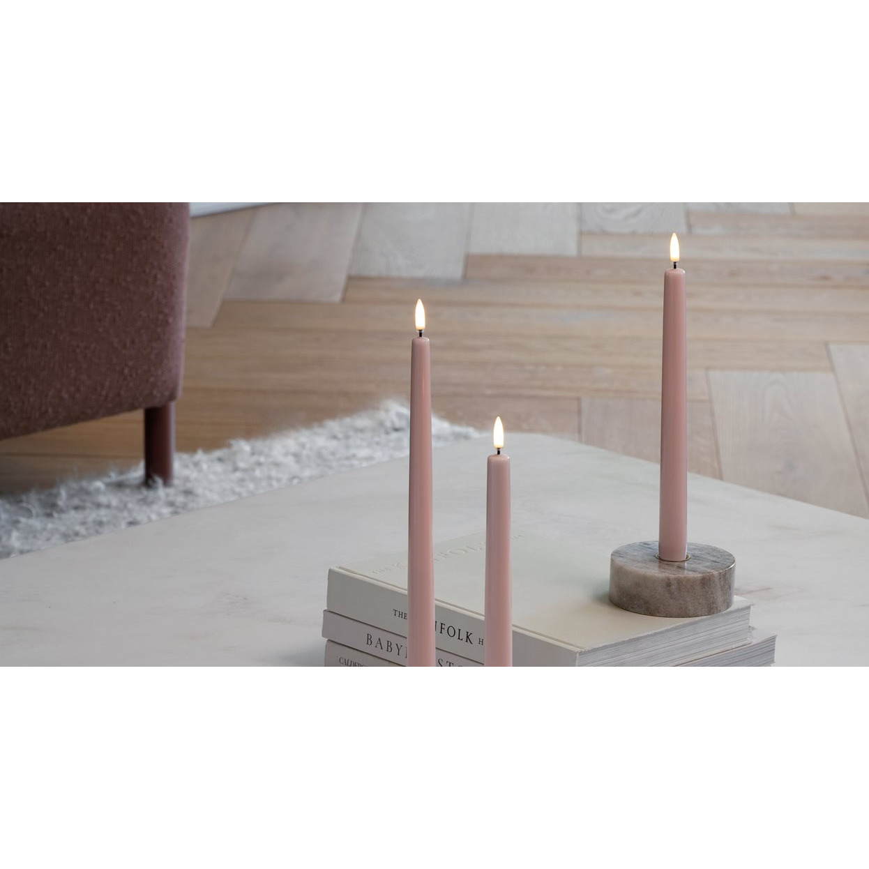 LED Spitzkerze Soft-fit Cap, Sandstone, 2er-Set, 2,3x20,5cm Votivkerzen, Stumpenkerzen, Rosa Kerzen, Tischdeko, Kerzenhalter aus Stein
